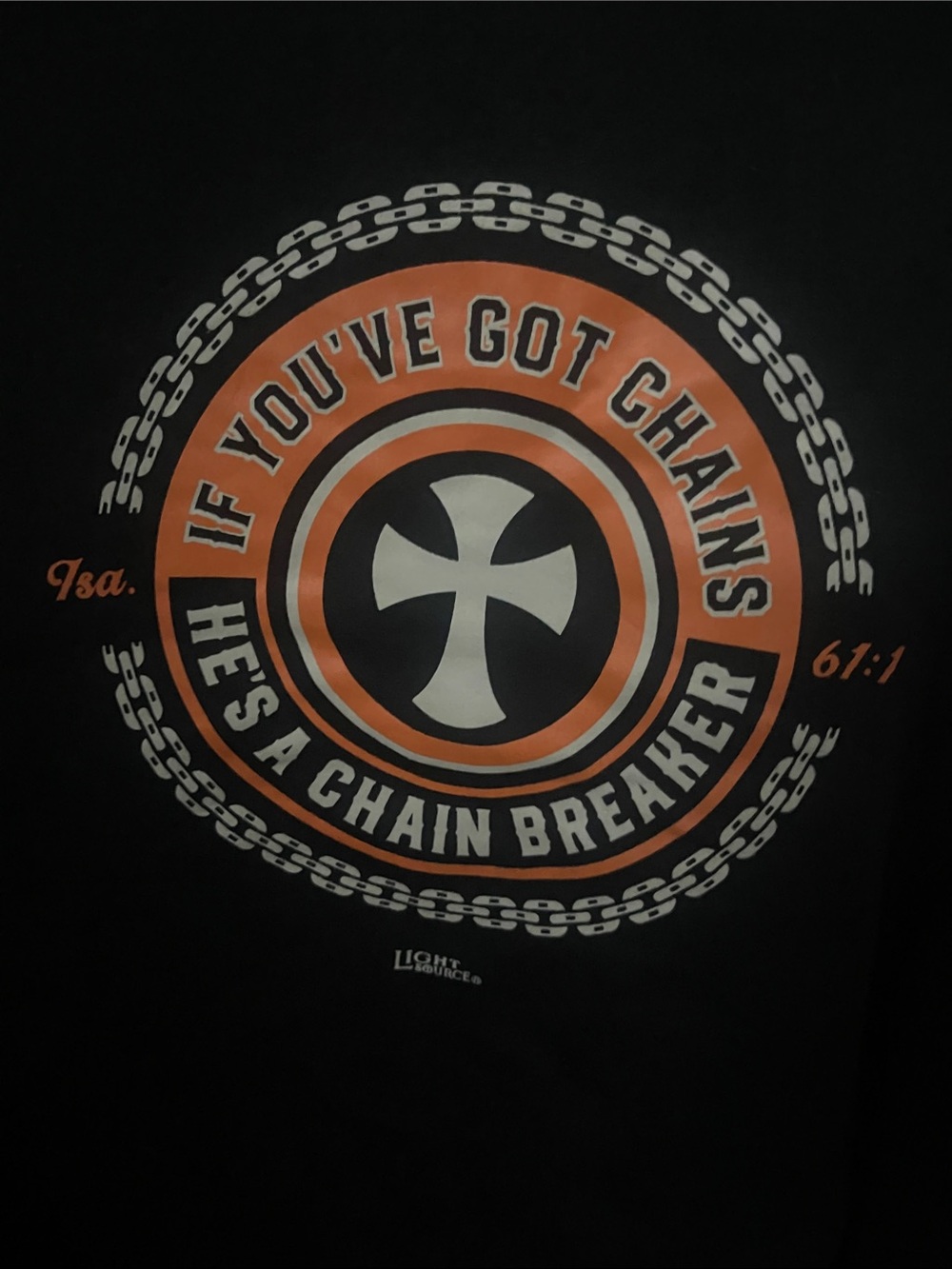 Black Graphic Sweatshirt with Orange & White Circular Emblem